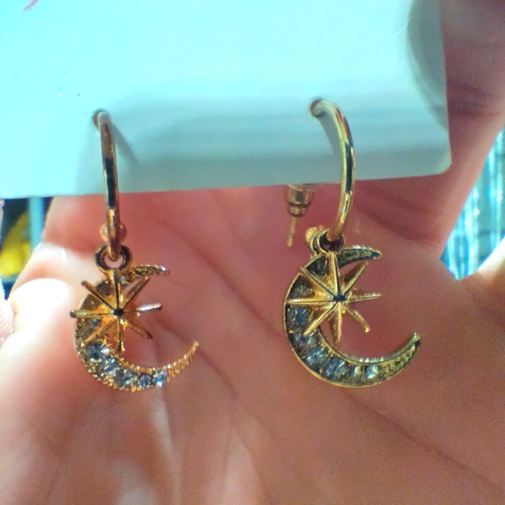 Betsey Johnson Moon & Stars Earrings NEW